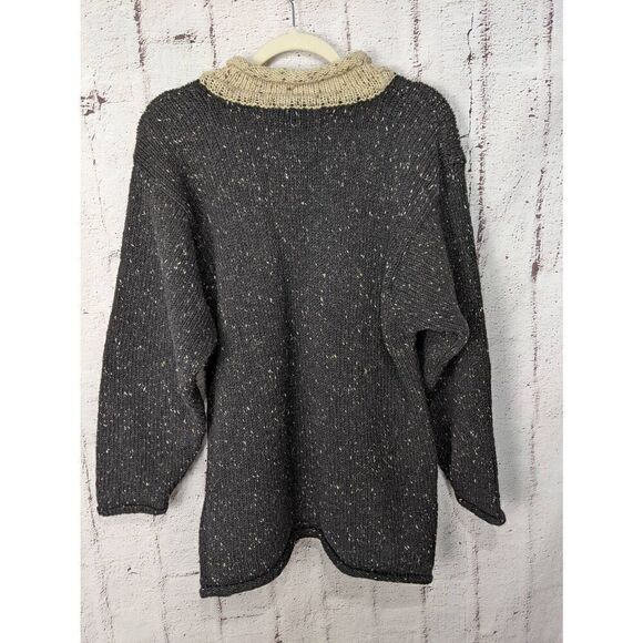 Inishowen Designs Irish Donegal Sz S-M Gray Beige New Pure Wool Sweater Roll Nec - Picture 2 of 7